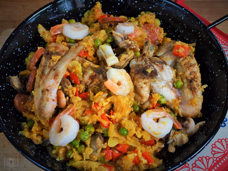 Keto paella mixta (Paleo, LowCarb)