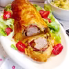 Polędwiczka wieprzowa z salami i pieczarkami w cieście francuskim