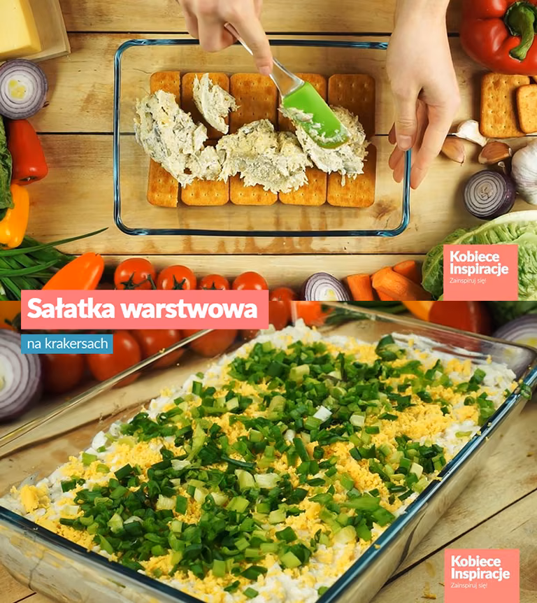 Sałatka warstwowa na krakersach
