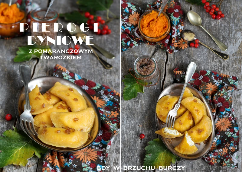 Pierogi dyniowe z pomarańczowym twarożkiem