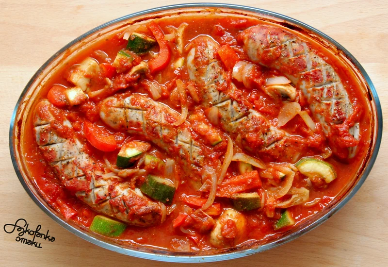 Pieczona biała kiełbasa