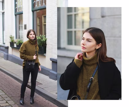 GRONINGEN: CZARNA BAZA & ZIELONY WEŁNIANY SWETER