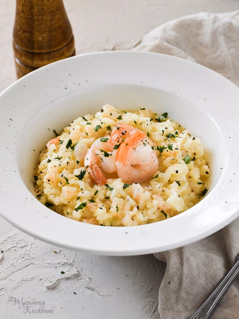 Cytrynowe risotto z krewetkami