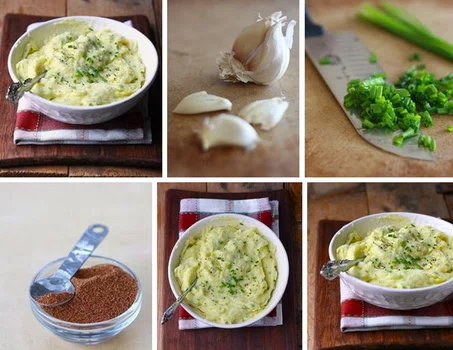 Tłuczone ziemniaczki z czosnkiem i zieloną cebulką