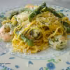 Spaghetti z krewetkami i szpargami
