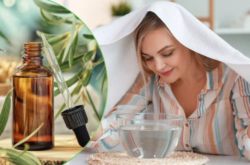 Wlej kilka kropli olejku eukaliptusowego do miski z gorącą wodą. Udrożni nos i oczyści powietrze!