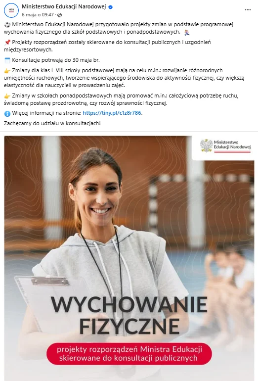 Zdjęcie Duże zmiany w lekcjach wf od 1 września 2025 roku! Ministerstwo Edukacji wydało nowy komunikat #1