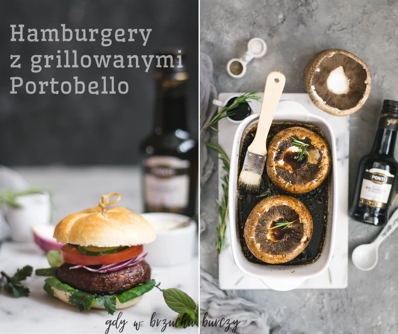 Hamburgery z grillowanymi pieczarkami Portobello