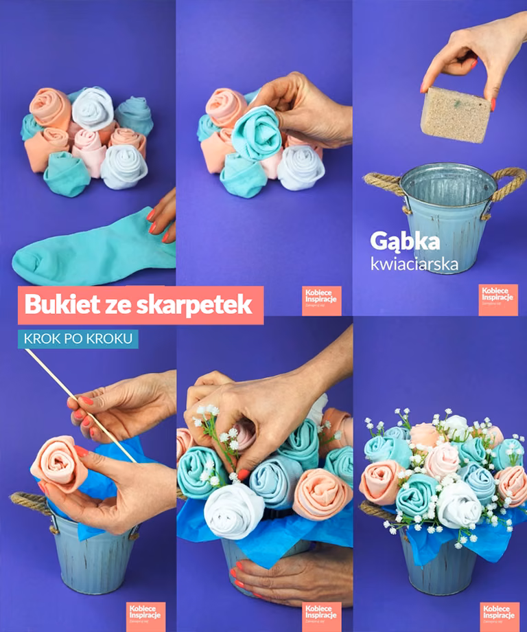 Bukiet ze skarpetek - krok po kroku