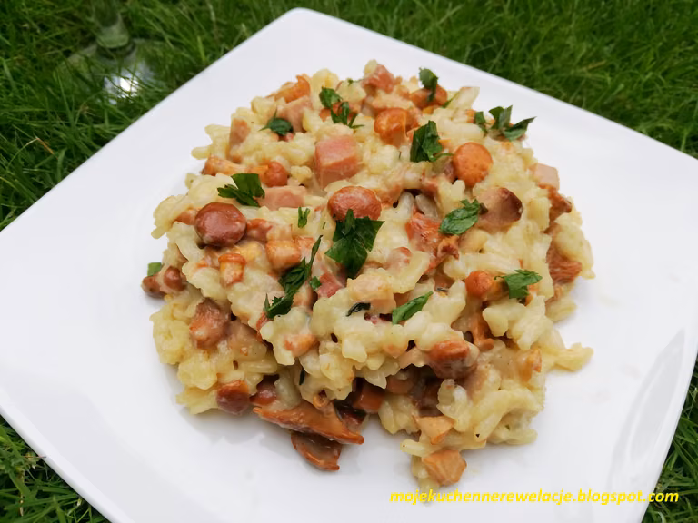 Risotto z kurkami i boczkiem