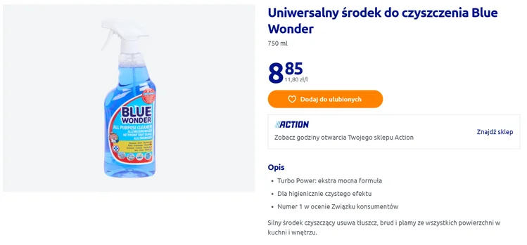 Zdjęcie Ten płyn z Action to hit! Blue Wonder za 8,85 zł czyści tłuszcz, brud i kamień w mig #1
