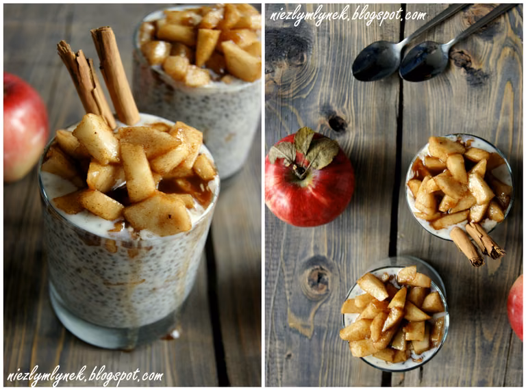 Pudding chia z karmelizowanymi jabłkami