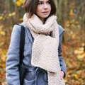 JESIENNY SET: SZARY PŁASZCZ & WEŁNIANY SZALIK HANDMADE