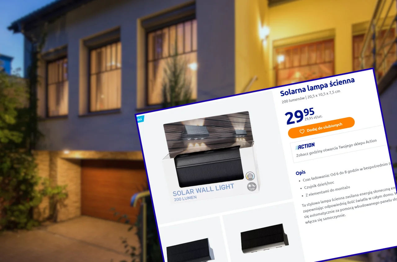 Ta nowa lampa solarna z Action za 29,95 zł pięknie oświetli elewacje domu lub balkon! Zero kabli, wbudowany czujnik, a efekt zachwyca
