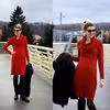 Czerwona dzianinowa sukienka Bonprix