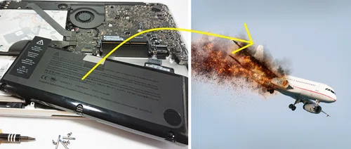 Bateria w laptopie może spowodować katastrofę na pokładzie samolotu!