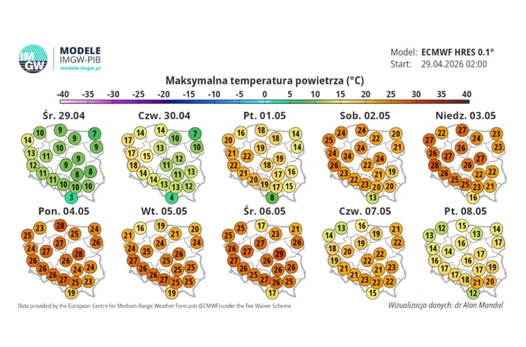 Zdjęcie Jaka pogoda na majówkę 2026? IMGW opublikowało prognozę -  mapy Polski zalały się czerwonym kolorem #5