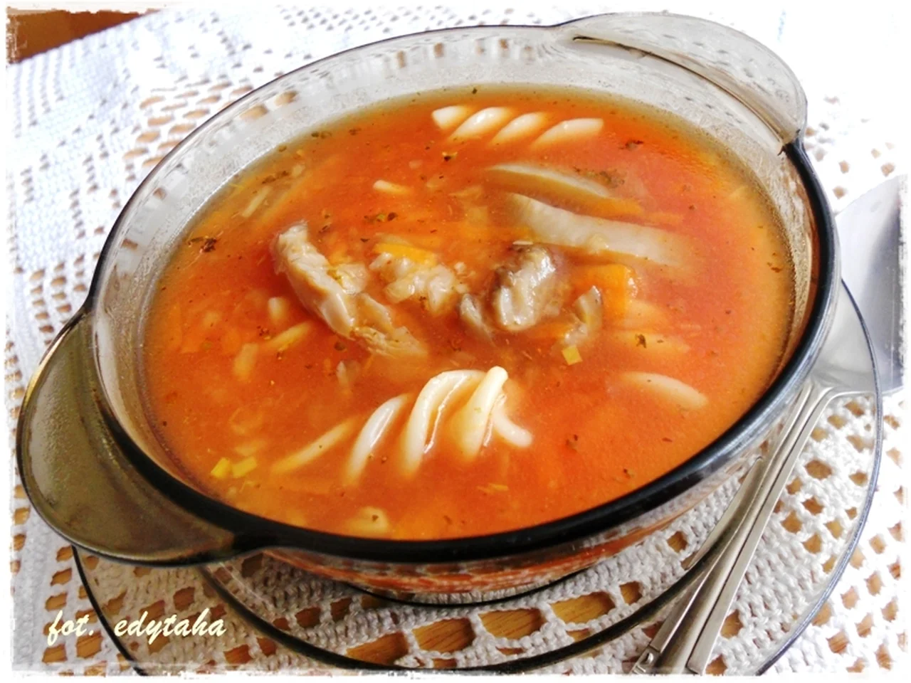 Boczniakowa zupa pomidorowa