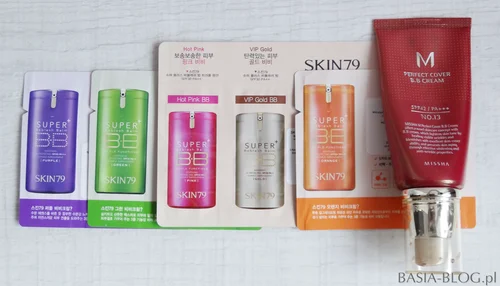 Swatche: kremy BB Skin79, Missha Perfect Cover #13, Missha The Style Fitting Wear Foundation #13