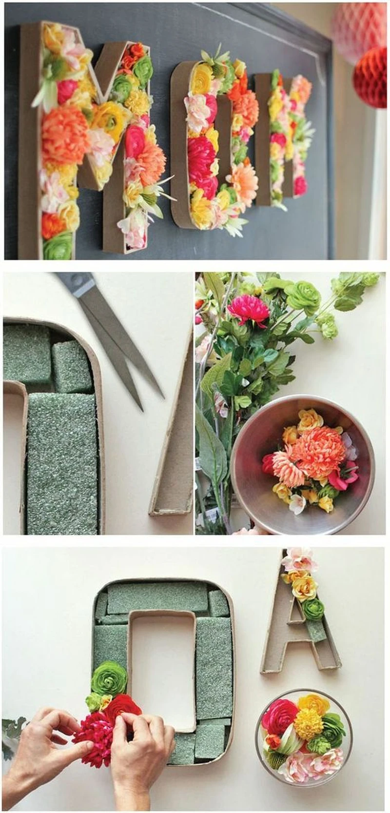 DIY- napis z kawiatów