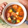 Portugalska zupa z batatów i chorizo
