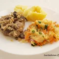 Pieczony schab z pieczarkami na selerze