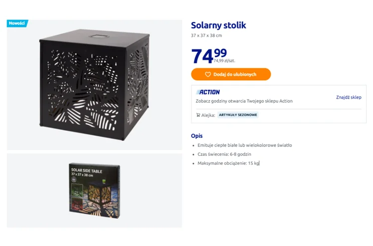 Zdjęcie Ten solarny stolik z Action za 74 zł to hit na balkon i taras! Bez kabli i prądu, a ażurowy stelaż bosko rozprasza światło #1