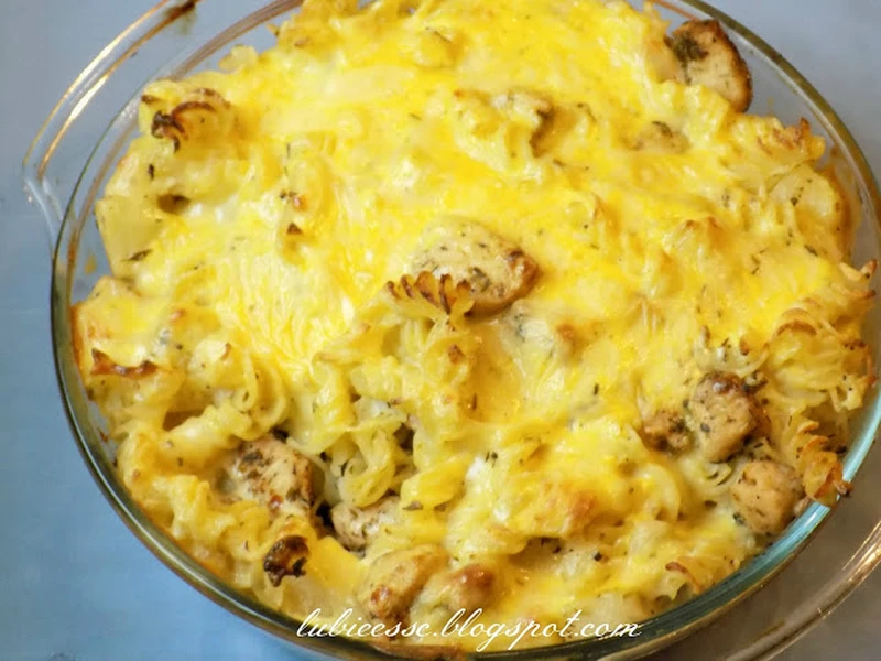 Zapiekanka hawajska - ser, kurczak, ananas, makaron <3