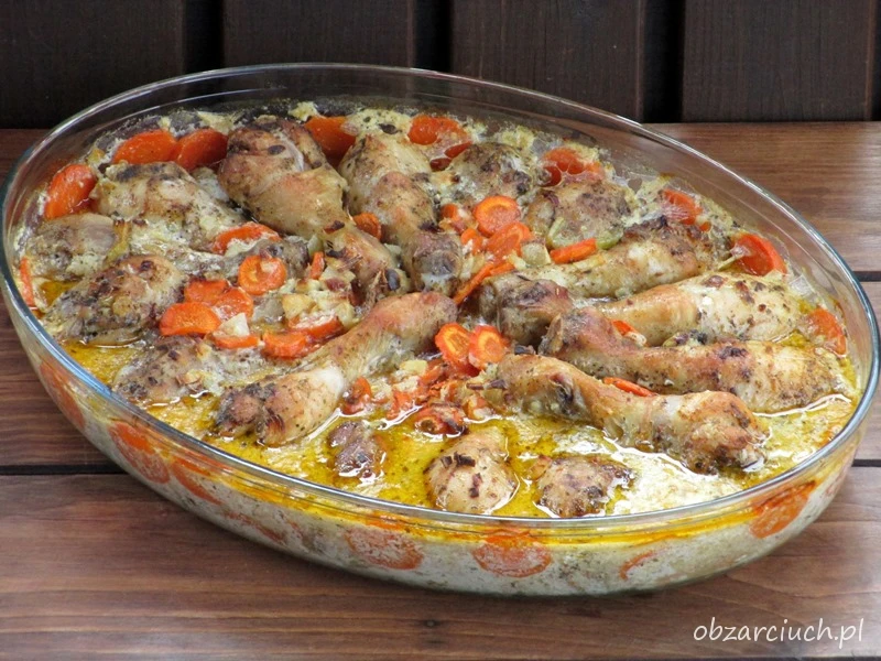 Podudzia pieczone w marchewce