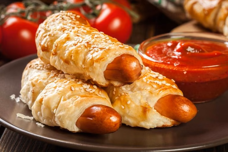 Pieczone parówki w cieście francuskim