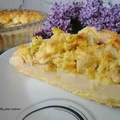 Tarta z budyniem, jabłkami i rabarbarem