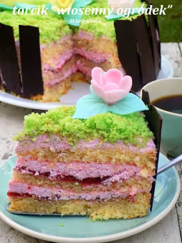 torcik malinowy "wiosenny ogródek"