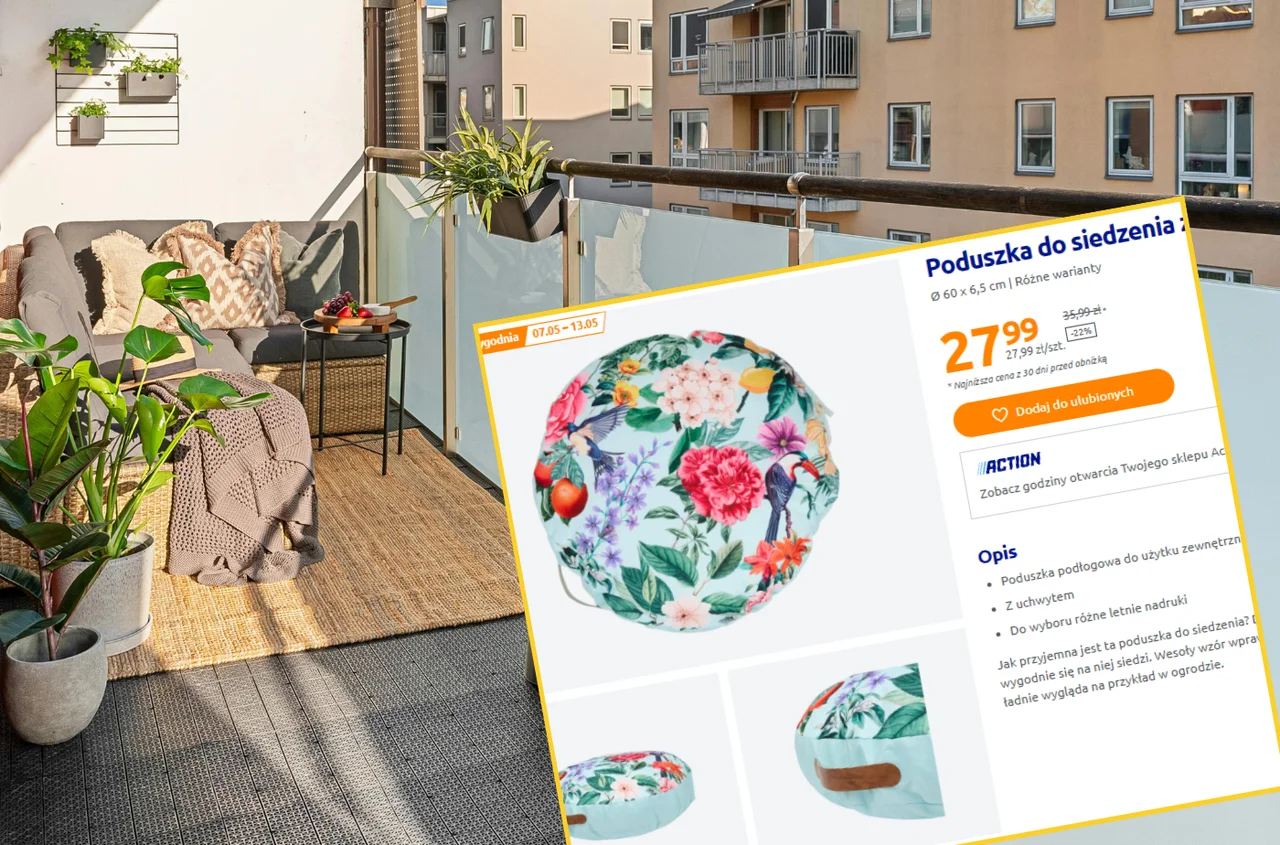 Idealne na balkon zamiast krzeseł, a efekt jak z Instagrama! Duże poduchy na balkon w Action tylko za 28 zł