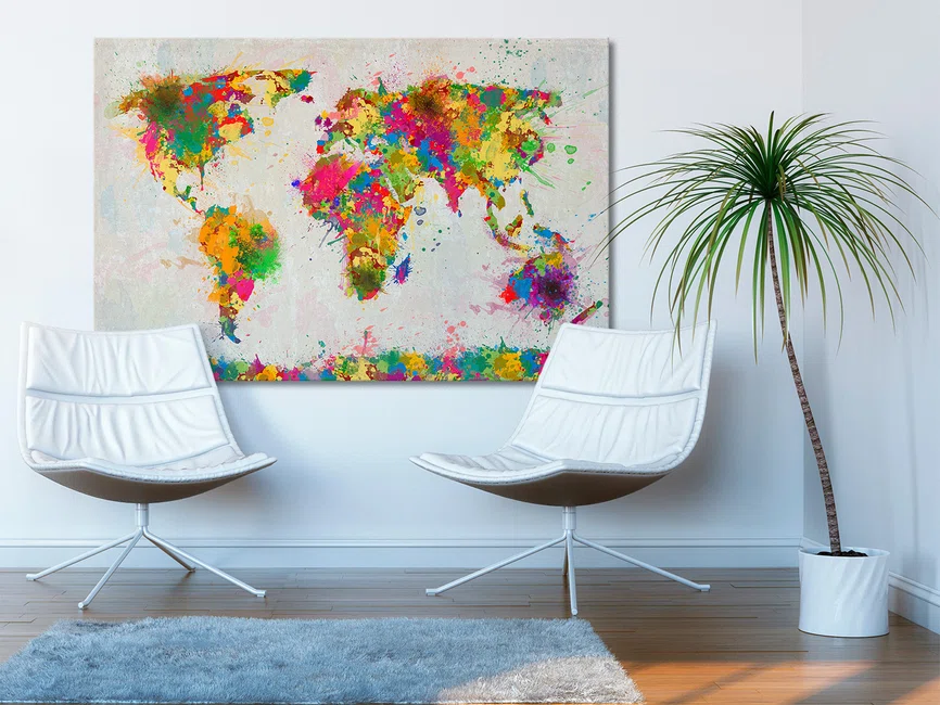 Mapa świata - nowoczesny obraz na płótnie