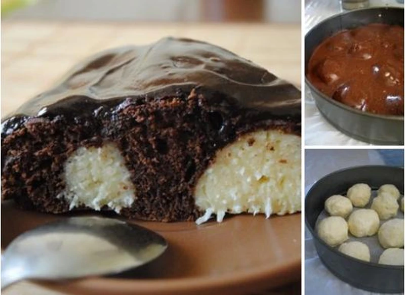 Ciasto czekoladowe z serowymi kuleczkami
