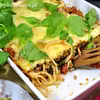 Zapiekanka spaghetti ze szpinakiem i mięsem mielonym