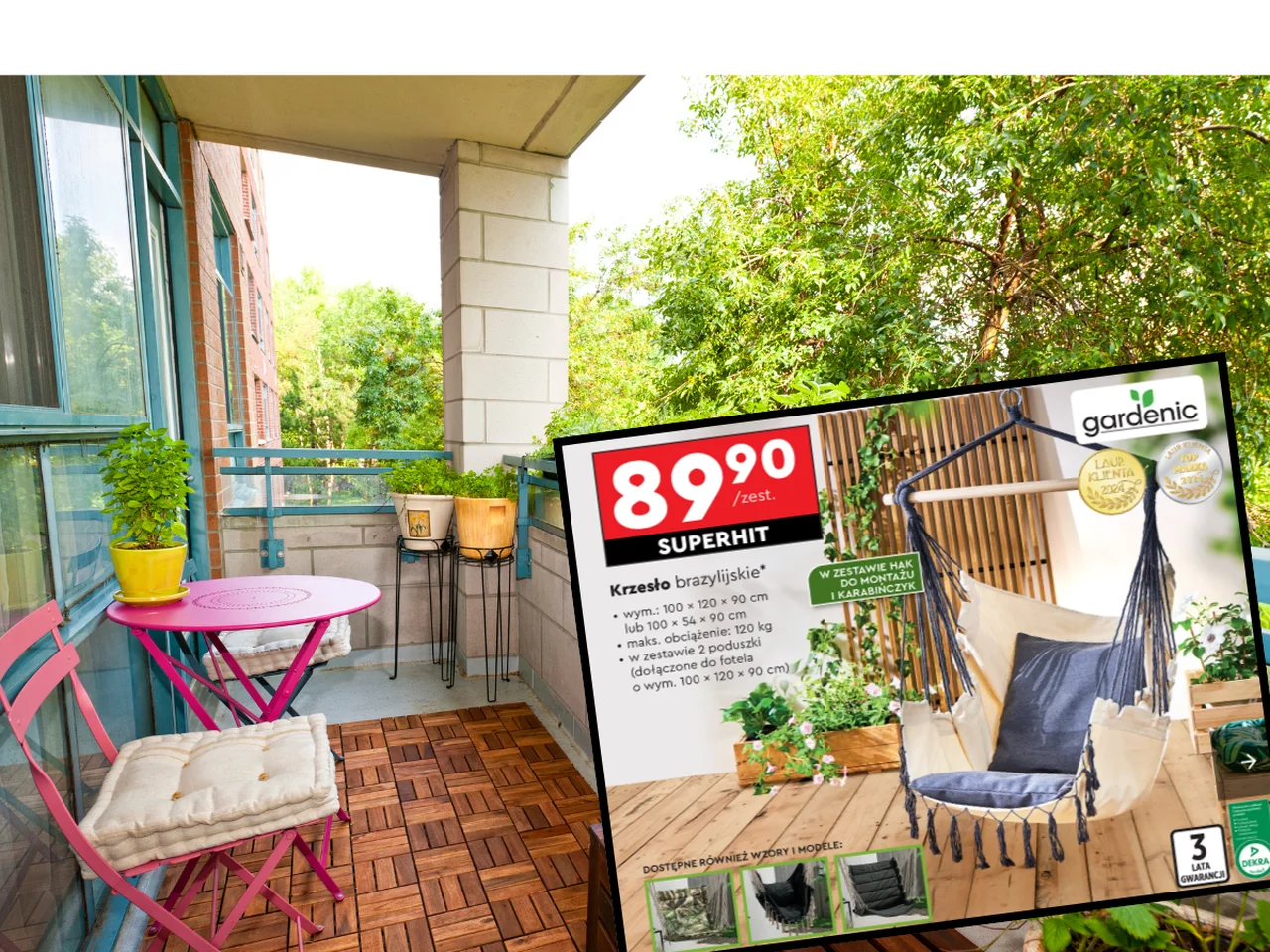 Nowość na balkon i do ogrodu w Biedronce! Krzesło brazylijskie za 89 zł z poduchami umili każdy wieczór