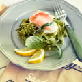 Zielone pappardelle ze szpinakiem i szynką