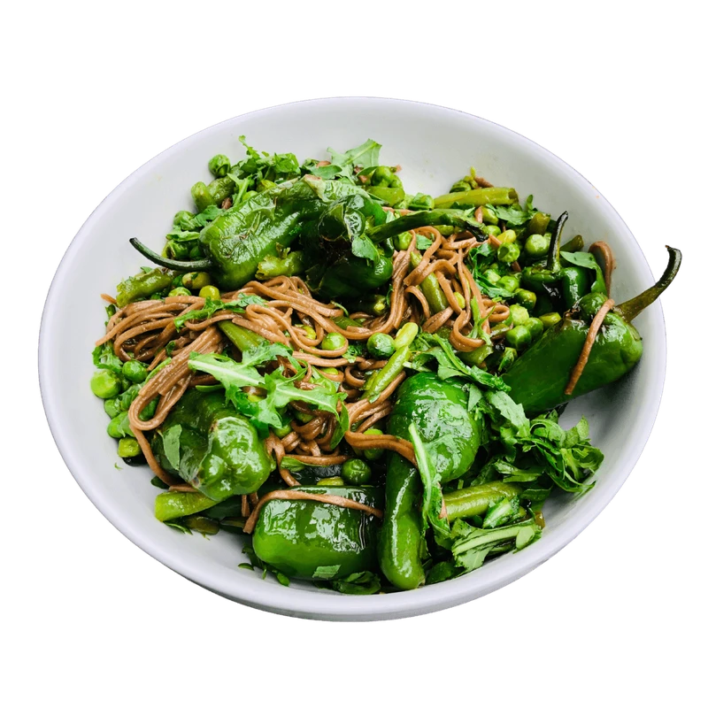 Papryczki padron z makaronem soba