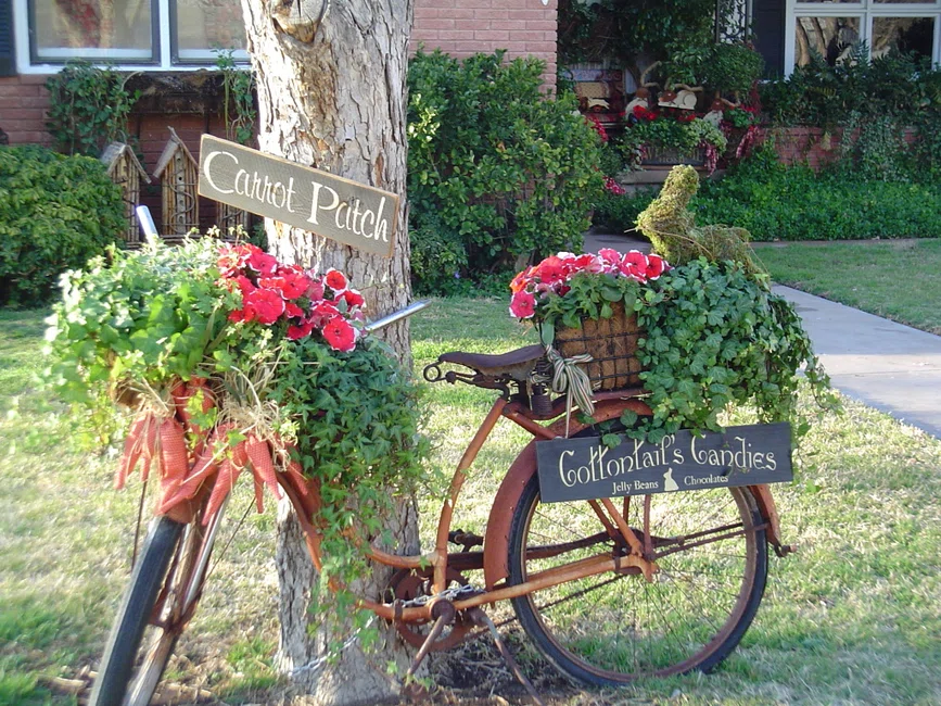 Super ogrodowa dekoracja z roweru