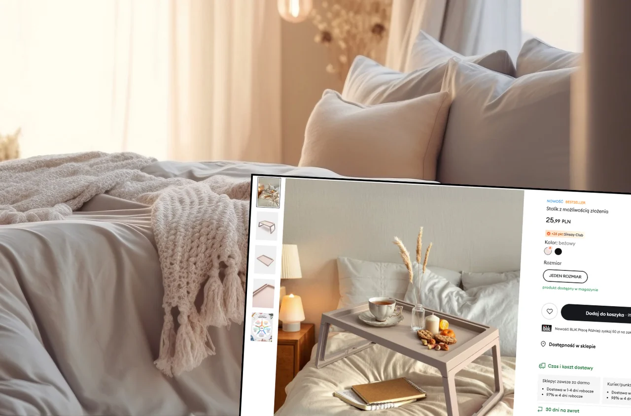 Bestseller za 25,99 zł! Składany stolik z Sinsay podbija sypialnie i poranki w łóżku!