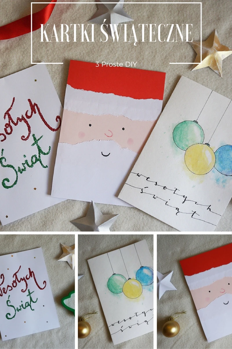 DIY 3 Proste kartki świąteczne