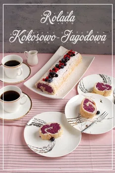 BEZOWA ROLADA KOKOSOWO - JAGODOWA!