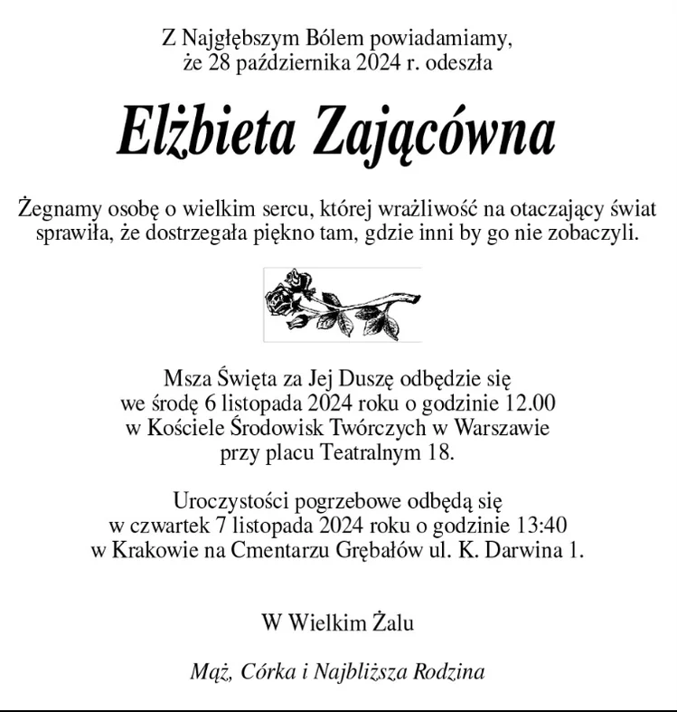 Zdjęcie Wiadomo, co z pogrzebem Elżbiety Zającówny! Rodzina podjęła decyzję w sprawie dwóch ceremonii! #1