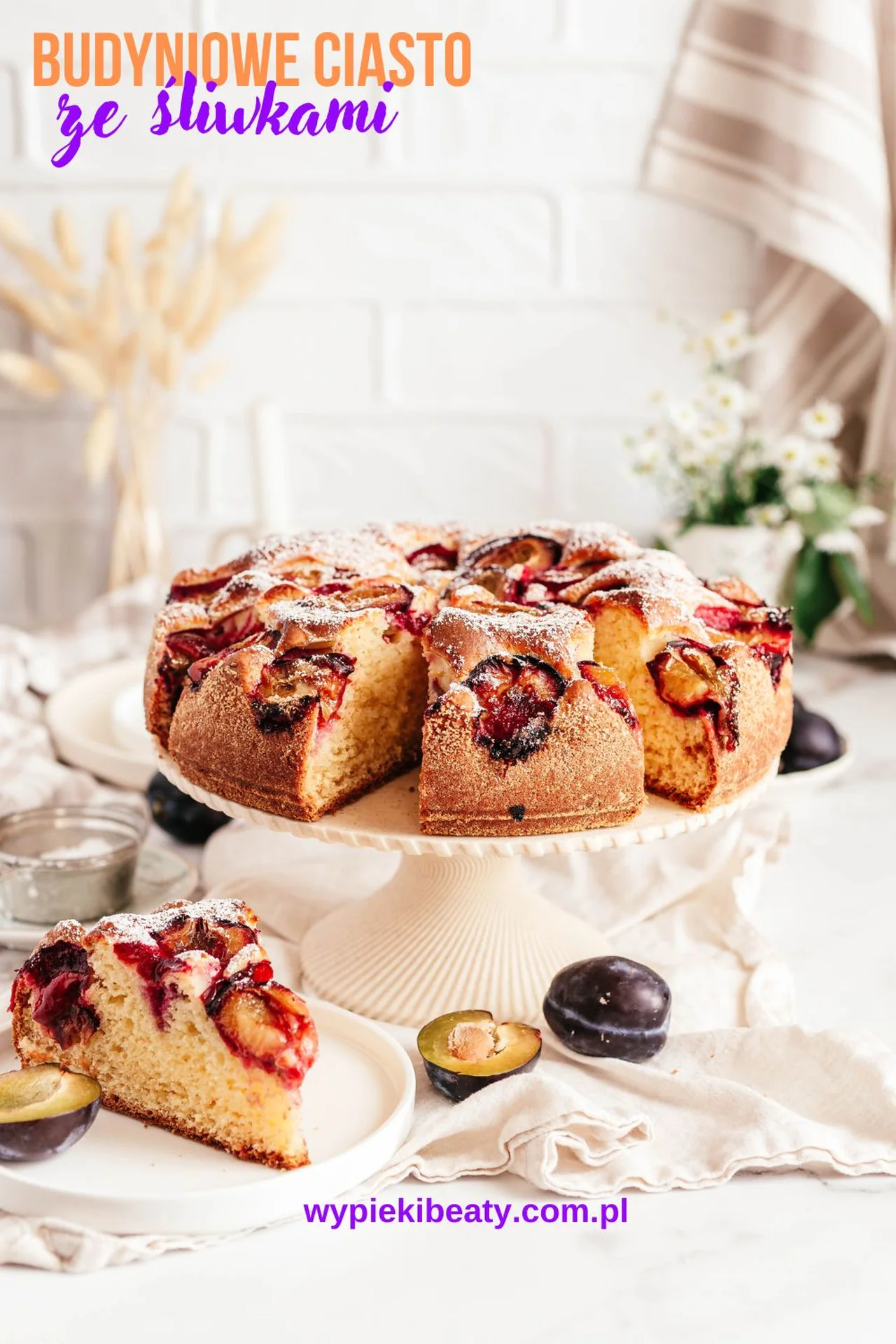 Budyniowe ciasto ze śliwkami