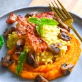 Risotto z ricottą i pieczarkami z dyniowym purée